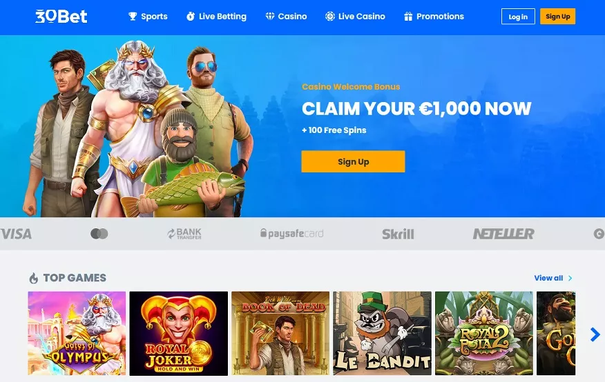 30bet deposit